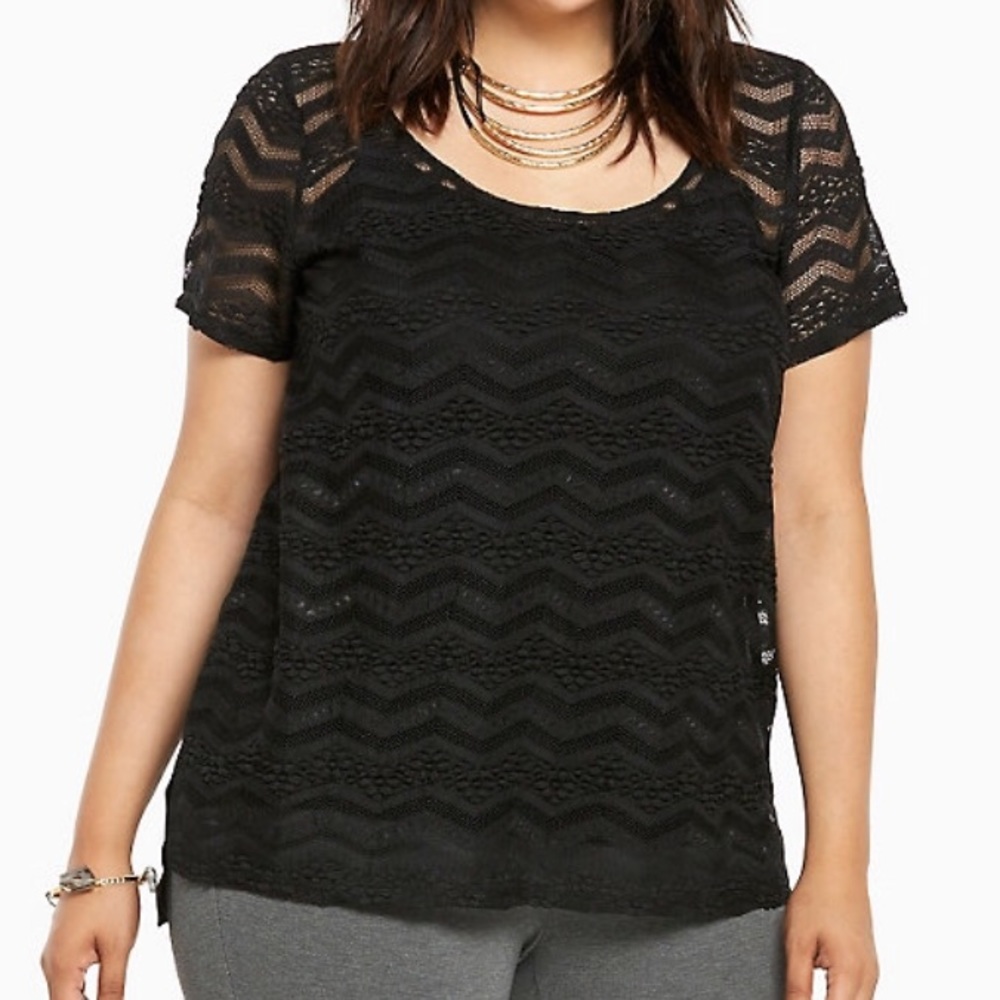 Black Lace & Sheer Top